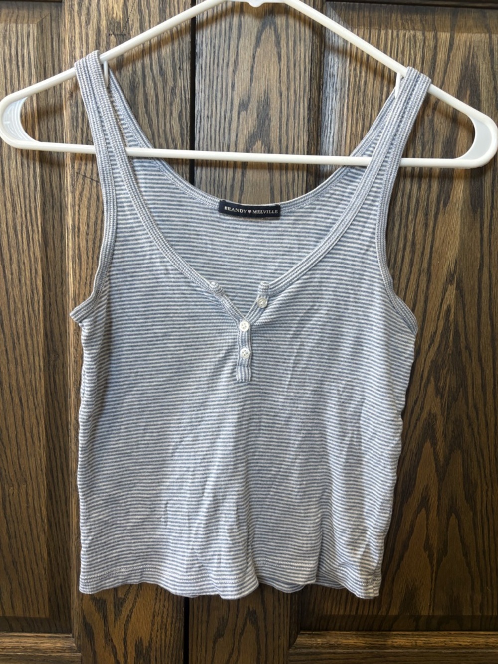 Brandy Melville Light Gray Striped Button-Front Tank